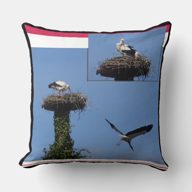 Stork Collage Throw Kissen  (Vorderseite)