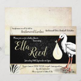 Stork Cream Baby Shower Einladungen