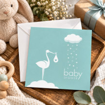 Stork Delivery Boy Baby Dusche Einladung