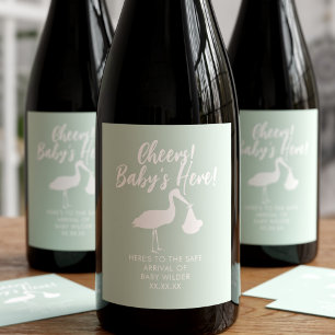 Stork Delivery Cheers betrügen Neutralität des grü Weinetikett