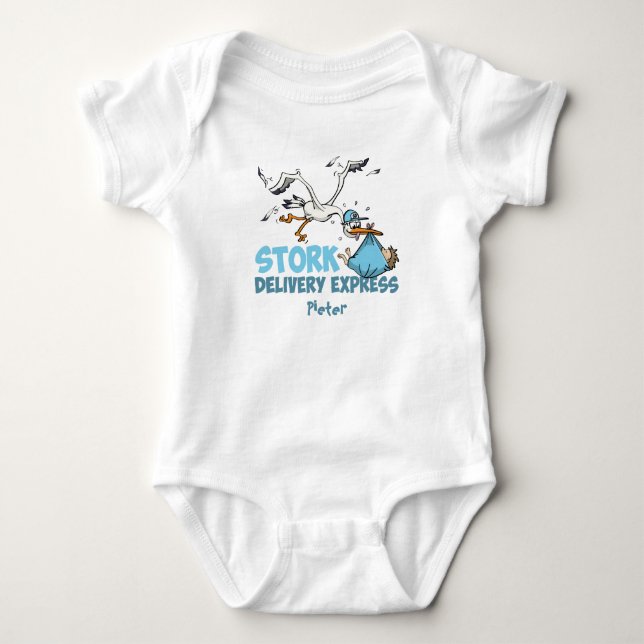 Stork Delivery – Gepersonaliseerde baby romper  Strampler (Vorderseite)
