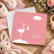 Stork Delivery Pink Baby Dusche