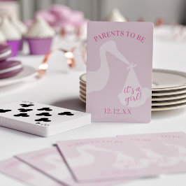 Stork Delivery Pink Girl Baby Shooting Cards Spielkarten