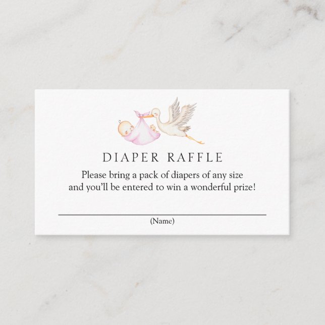 Stork Diaper Raffle Baby Dusche Begleitkarte (Vorderseite)