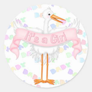 Stork Es ist ein Girl-Sticker Runder Aufkleber