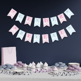 Stork Gender Reveal Baby Shower Bunting Flags Wimpelkette