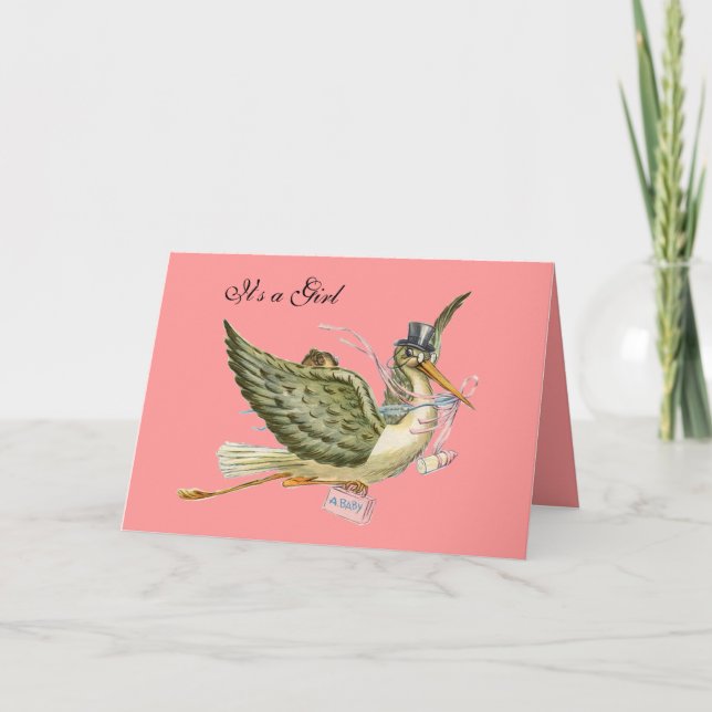 STORK GIRL BABY SHOWER EINLADUNG (Vorderseite)