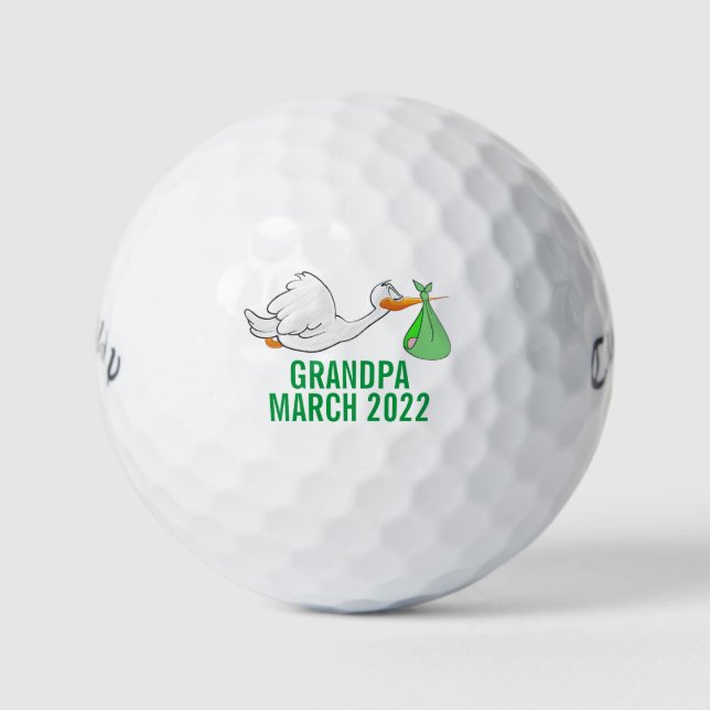 Stork Grandpa/Onkel Baby Ankündigung Golf Balls Golfball (Vorderseite)