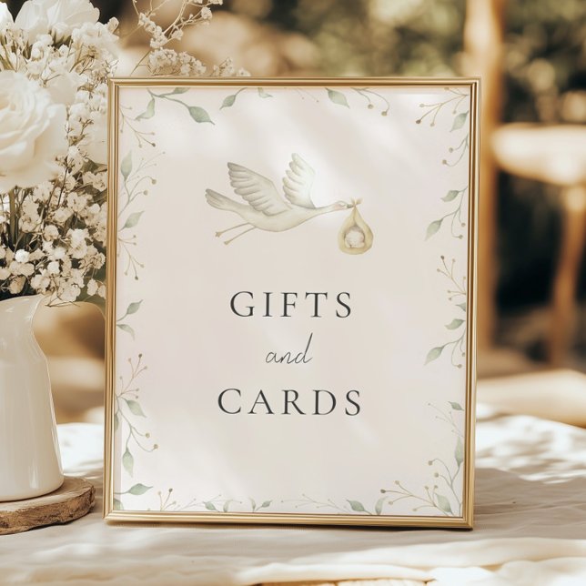 Stork Greenery Baby Dusche Geschenke und Karten Un Poster (Von Creator hochgeladen)