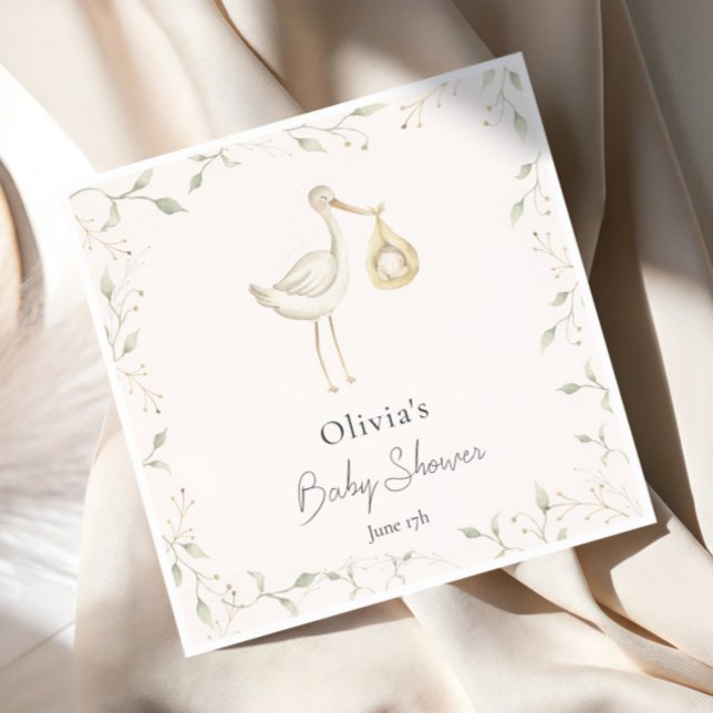 Stork Greenery Baby Shower Serviette (Von Creator hochgeladen)