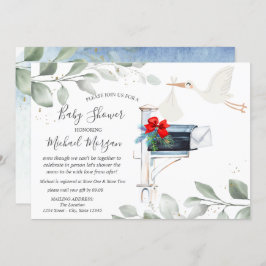 Stork Mailbox Babydusche per Post Einladung