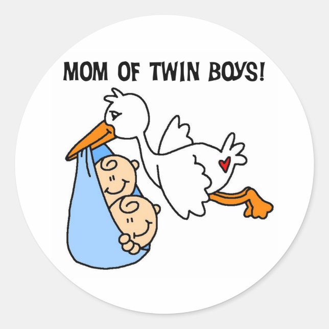 Stork-Mama von Twin Boys Runder Aufkleber (Vorderseite)