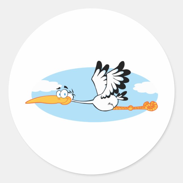 Stork Mascot Cartoon Charakter Runder Aufkleber (Vorderseite)