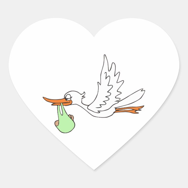 STORK MIT BABY Herz-Aufkleber (Vorderseite)