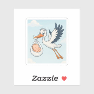 Stork Newborn Baby Aufkleber