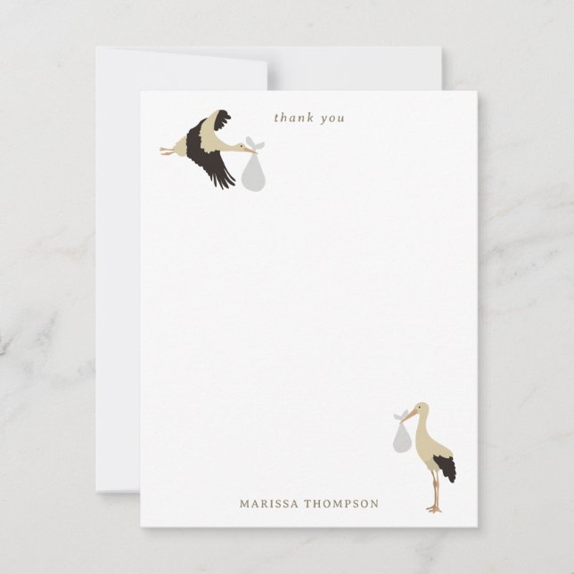 Stork Newborn Baby Boy Girl Pattern Dankeskarte (Vorderseite)