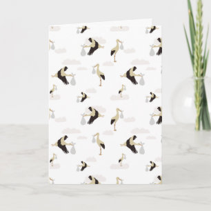 Stork Newborn Baby Boy Girl Pattern Karte