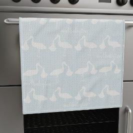Stork Pattern Personalisiert Baby Blue Kittuch Geschirrtuch