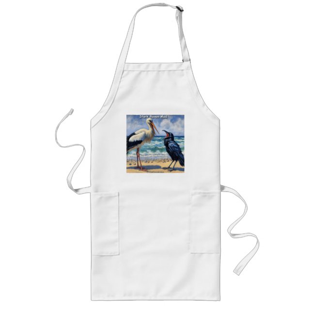 Stork Raven Mad – Beach Bird Banter Lange Schürze (Vorne)