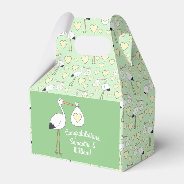 Stork Spring Baby Dusche Geschenkschachtel (Vorderseite)