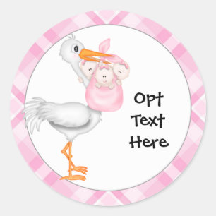 Stork & Triplet Girls Stickers