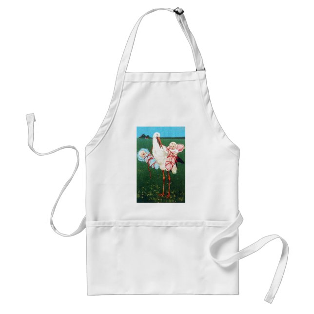 STORK TWIN BABY DUSCHE, rosa, Aquamarin blau Schürze (Vorne)