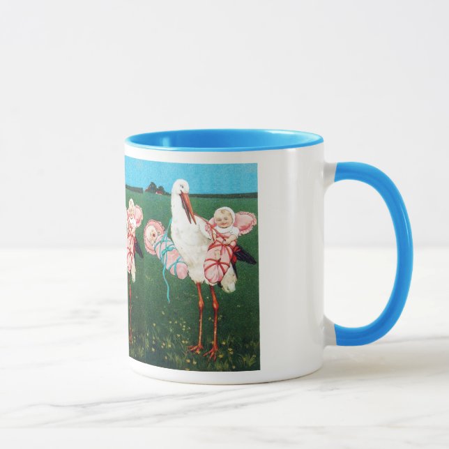 STORK TWIN BABY DUSCHE, rosa, Aquamarin blau Tasse (Rechts)