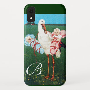 STORK TWIN BABY SHOWER MONOGRAM Case-Mate iPhone HÜLLE