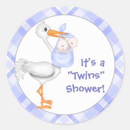 Stork & Twin Boys Babydusche Runder Aufkleber