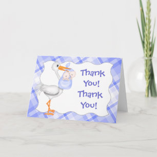 Stork & Twin Boys Blue Dankeschön Card Dankeskarte