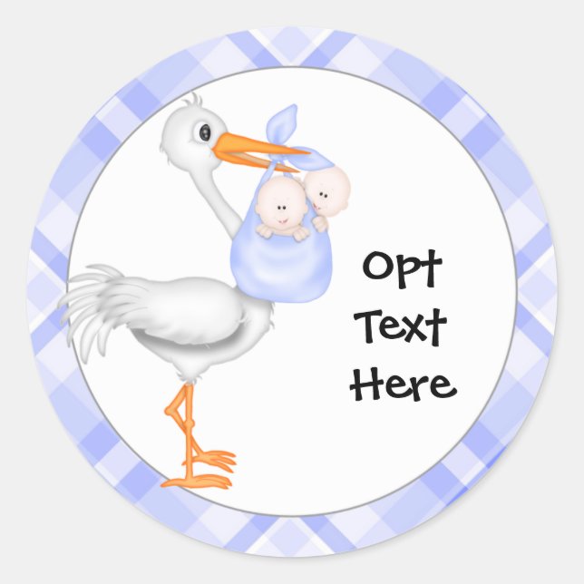 Stork & Twin Boys Stickers (Vorderseite)