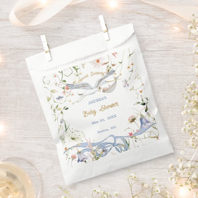 Stork Wildblume Ribbon Babydusche Geschenktütchen (Ausgeschnitten)