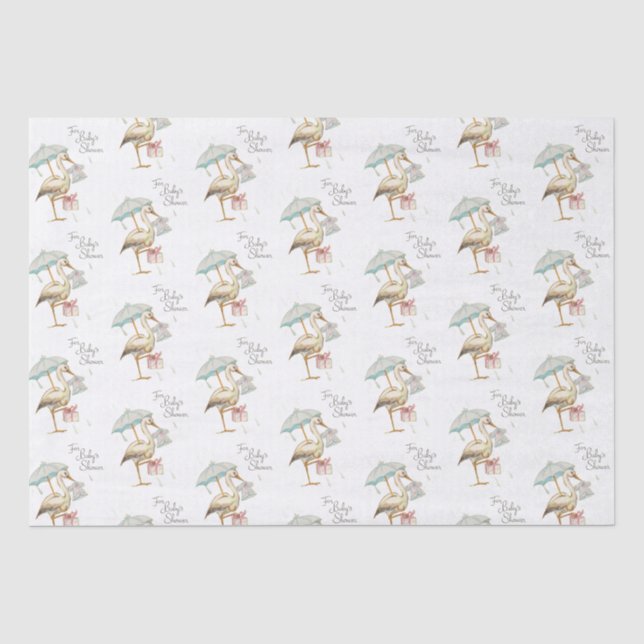 Stork Wildblume Ribbon Babydusche Seidenpapier (Vorderseite)
