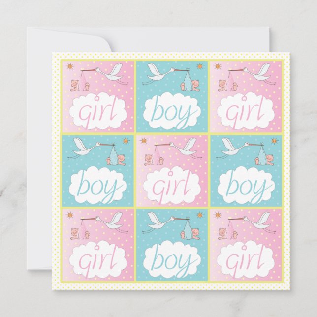 Storks Baby Genre Reveillez Party Invitation (Devant)