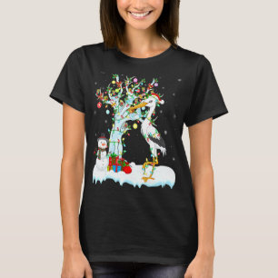 Storks Bird Xmas Tree Lighting Weihnachtsmannmütze T-Shirt