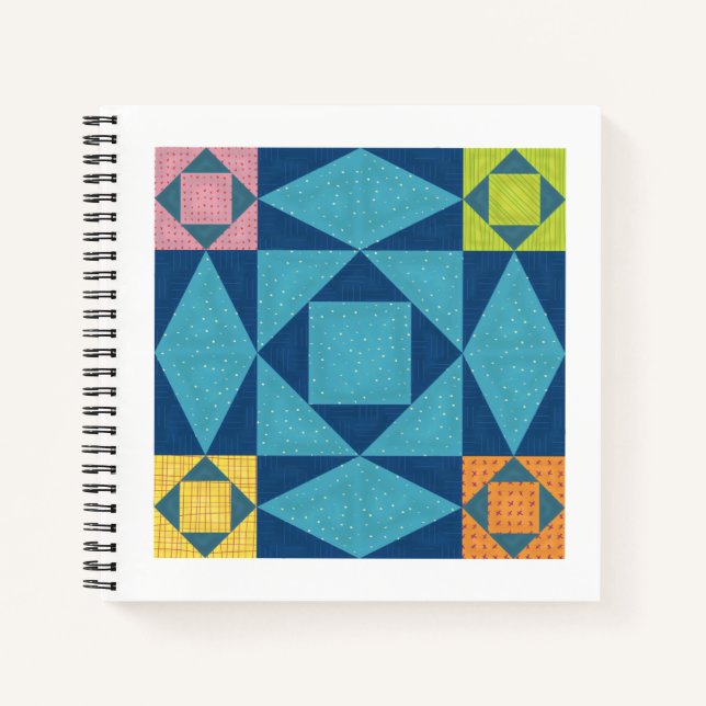 Storm am Sea QuilSquare Notebook Notizbuch (Vorderseite)