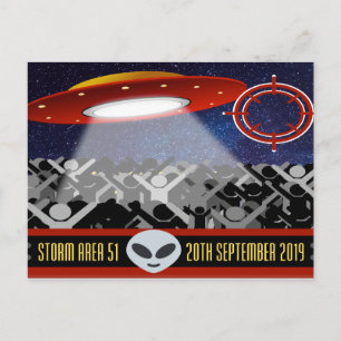 Storm Area 51 populaire mème humour carte postale
