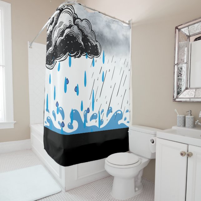Storm Cloud Shower Curtain – Artistic Rain & Splas Duschvorhang (Beispiel)
