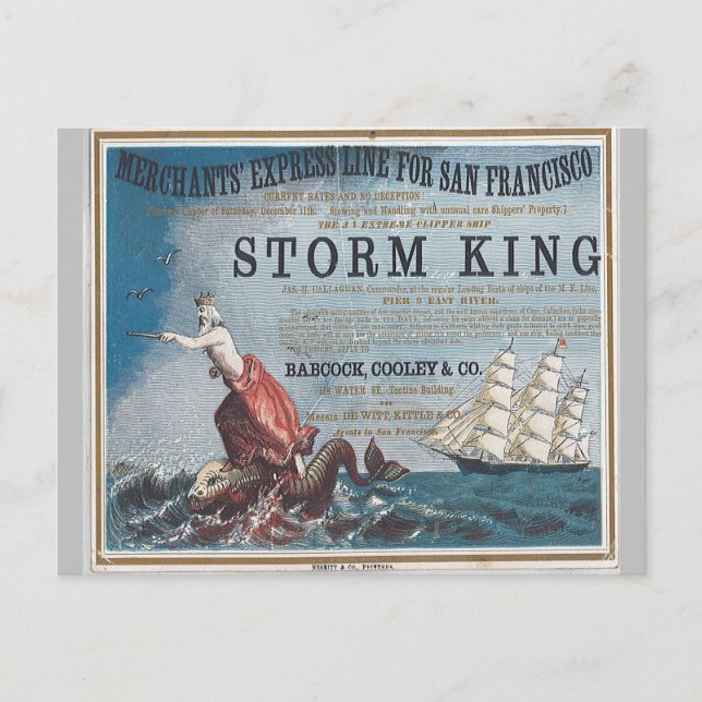 Storm King Clipper Segelschiff Postkarte (Vorderseite)