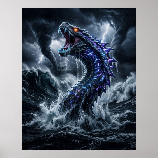 Storm Leviathan Gezeitenwelle Leinwand Poster (Vorne)