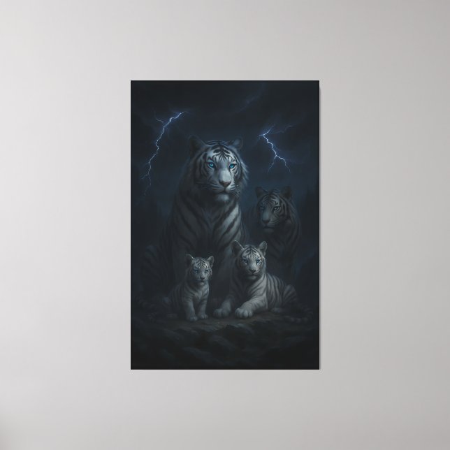 Stormborn White Tiger Family – Thunder Realm Guard Leinwanddruck (Vorderseite)