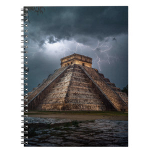 Stormlit Chichen Itza Pyramid Notebook Notizblock