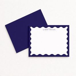 Stormy Blue Wavy Frame Note Card Einladung