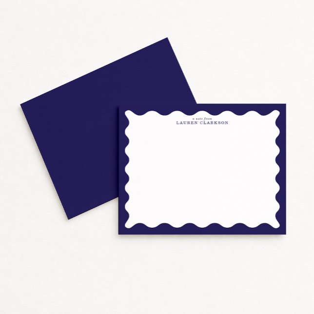 Stormy Blue Wavy Frame Note Card Einladung (Von Creator hochgeladen)