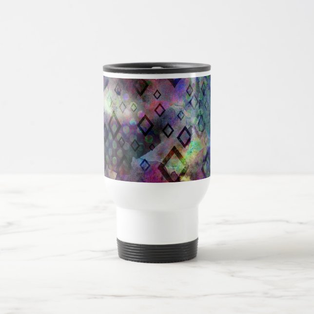 Stormy bunt Wasserfarbe abstrakt mit Diamanten Reisebecher (Mittel)