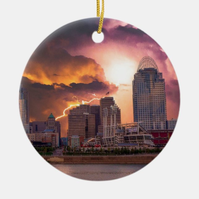 Stormy Cincinnati Great American Ball Park Keramik Ornament (Vorne)