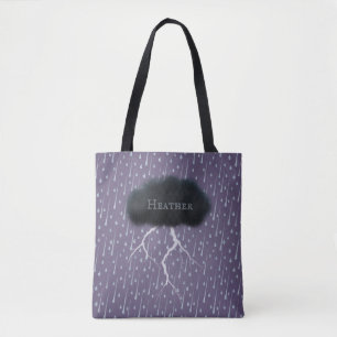 Stormy Day Thunder Cloud & Rain individuell Lila Tasche