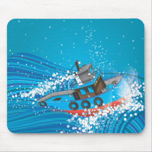 Stormy Fishing Boat Mousepad