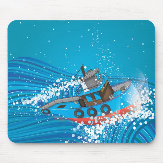 Stormy Fishing Boat Mousepad (Vorne)