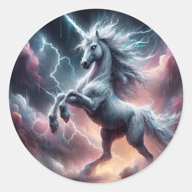 Stormy Fury Legendary Unicorn Runder Aufkleber (Vorderseite)